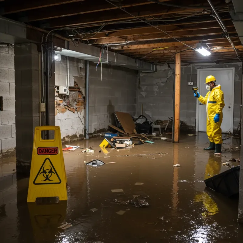 Flooded Basement Electrical Hazard in Eleanor, WV Property
